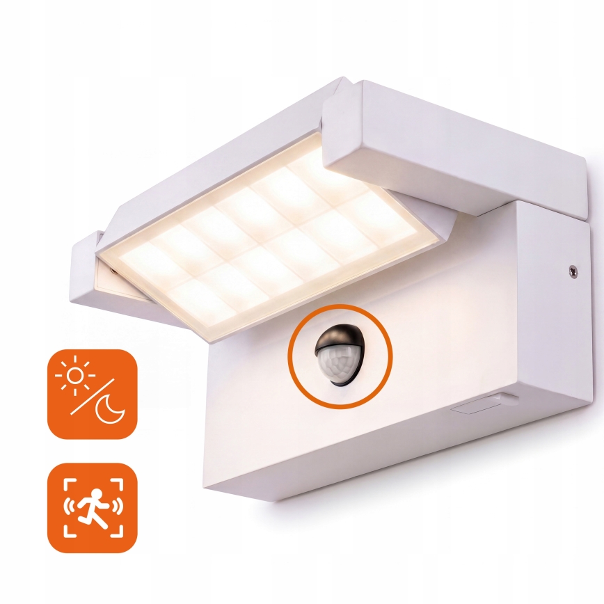 LED vanjsko zidno svjetlo sa senzorom pokreta i sumraka LED/25W/230V 3000/4000/6500K IP54 bijelo