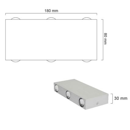 LED Vanjska zidna svjetiljka SILBER 6xLED/1W/230V IP54