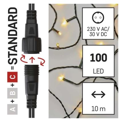 LED Vanjske božićne lampice 100xLED/10m IP44 topla bijela