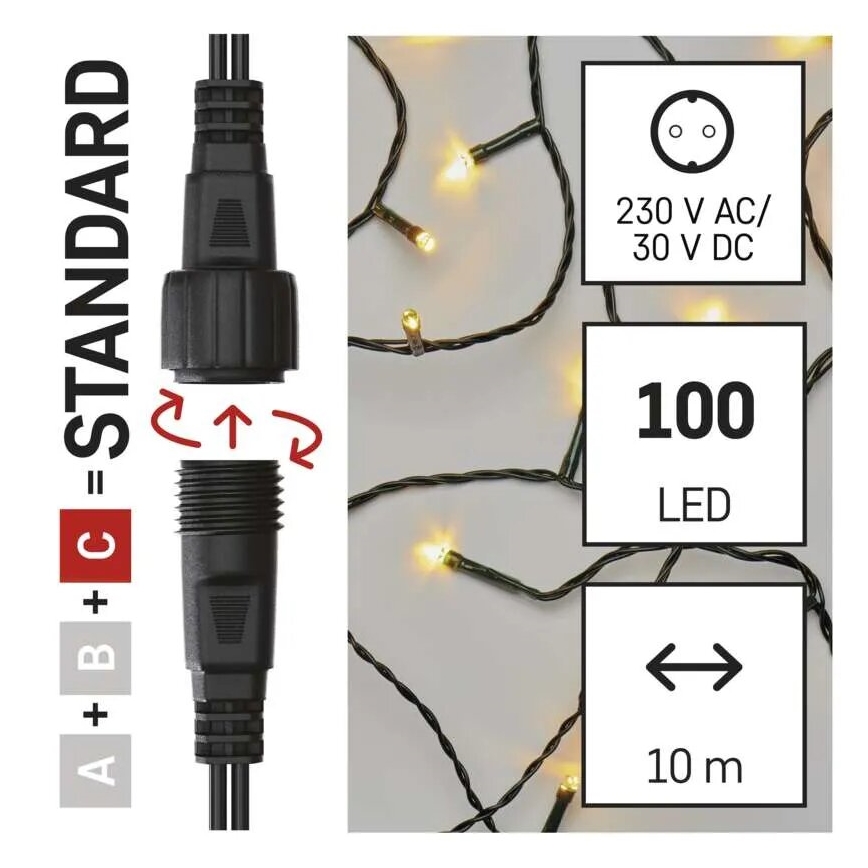 LED Vanjske božićne lampice 100xLED/10m IP44 topla bijela