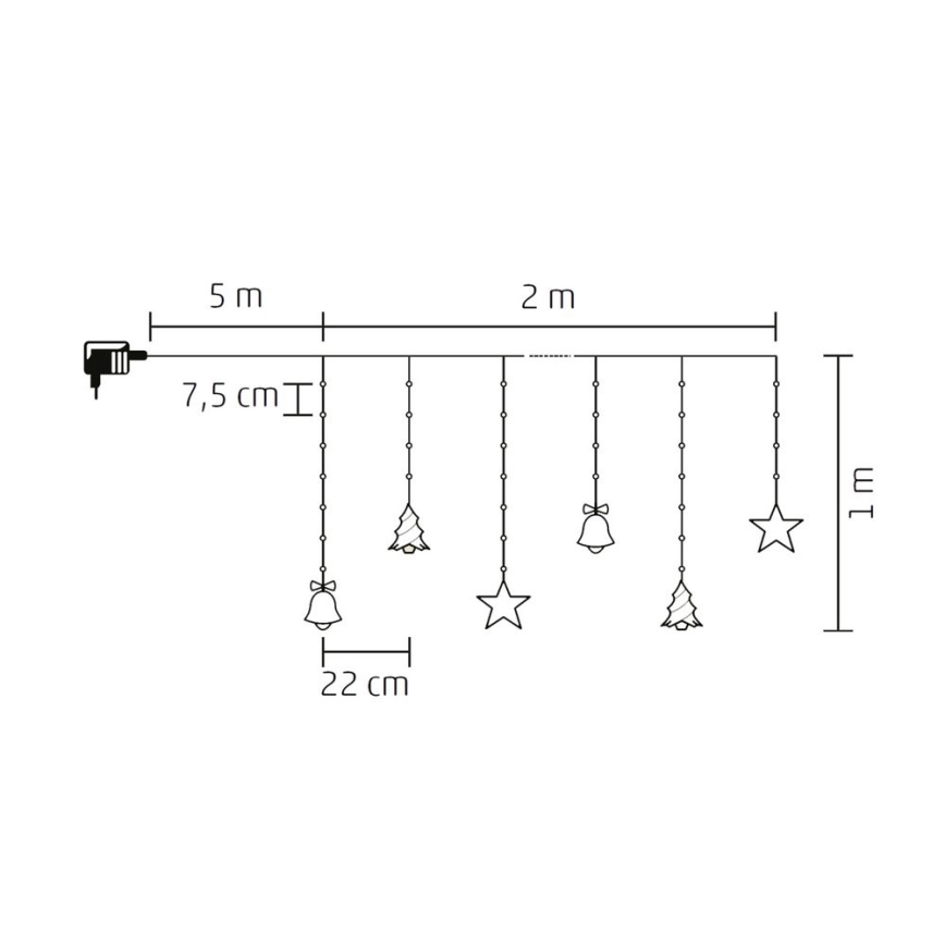 LED Vanjske božićne lampice 186xLED 7m IP44 hladna bijela