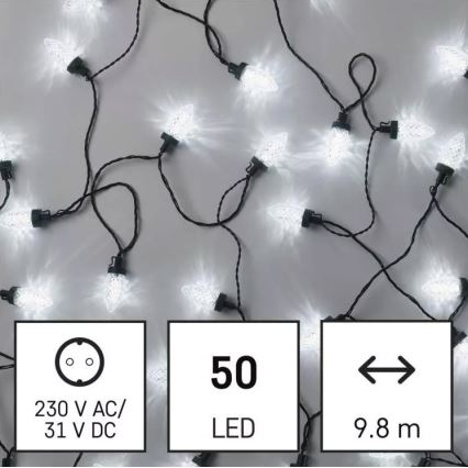 LED Vanjske božićne lampice 50xLED/8 funkcija 14,8 m IP44 hladna bijela