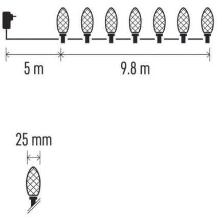 LED Vanjske božićne lampice 50xLED/8 funkcija 14,8 m IP44 hladna bijela