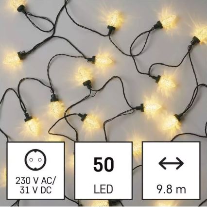LED Vanjske božićne lampice 50xLED/8 funkcija 14,8 m IP44 topla bijela