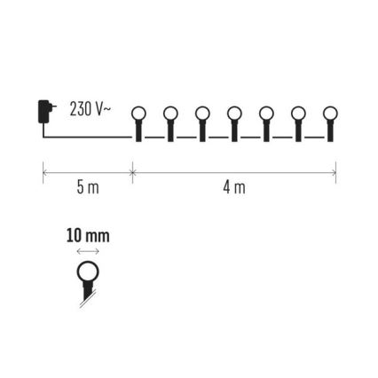 LED Vanjske božićne lampice CHERRY 40xLED 9m IP44 žuta/ružičasta
