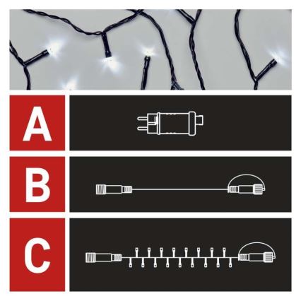 LED Vanjski Božićni lanac 100xLED/15m IP44 hladna bijela