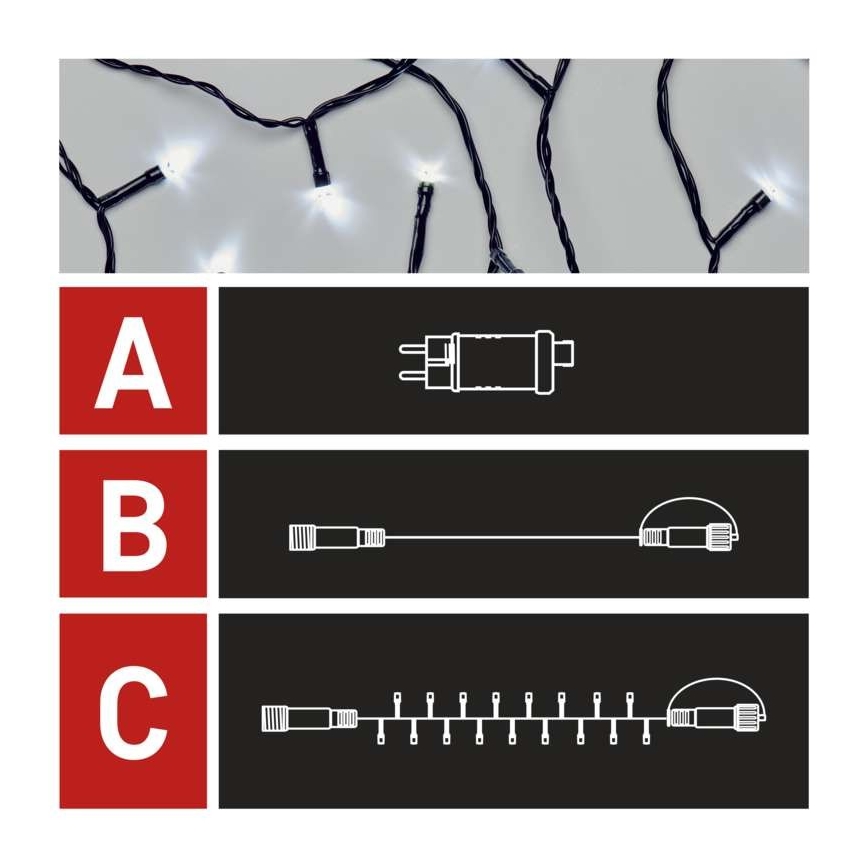 LED Vanjski Božićni lanac 100xLED/15m IP44 hladna bijela