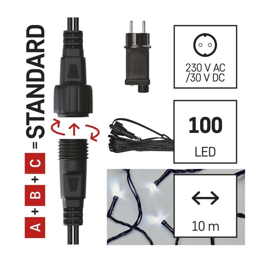 LED Vanjski Božićni lanac 100xLED/15m IP44 hladna bijela