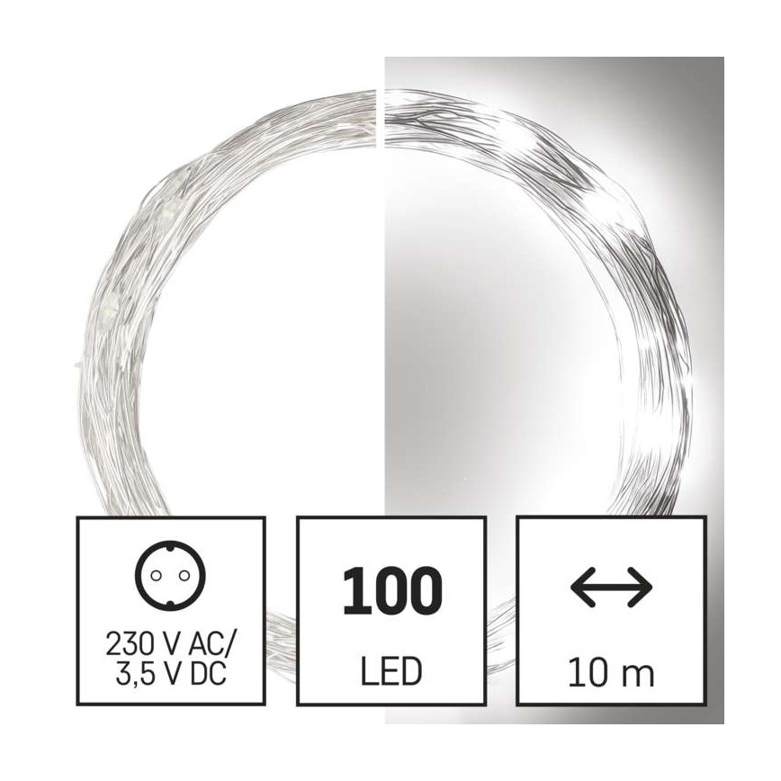 LED Vanjski Božićni lanac 100xLED/15m IP44 hladna bijela