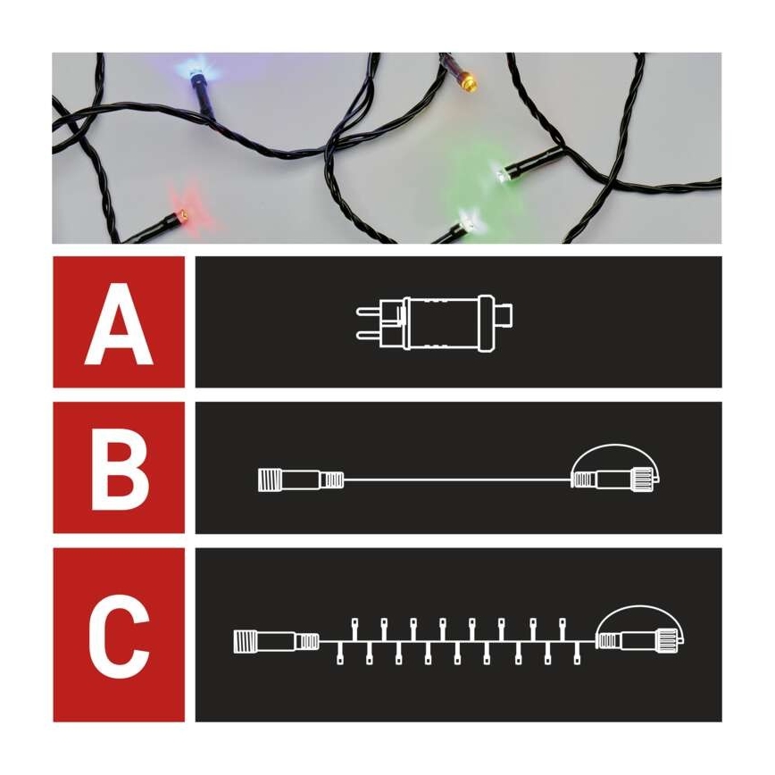 LED Vanjski Božićni lanac 100xLED/15m IP44 multicolor