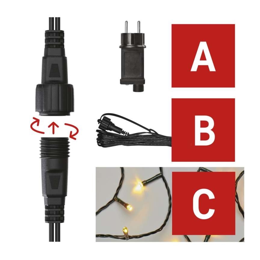 LED Vanjski Božićni lanac 100xLED/15m IP44 topla bijela