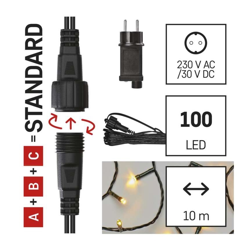 LED Vanjski Božićni lanac 100xLED/15m IP44 topla bijela