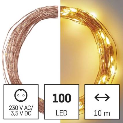 LED Vanjski Božićni lanac 100xLED/15m IP44 topla bijela