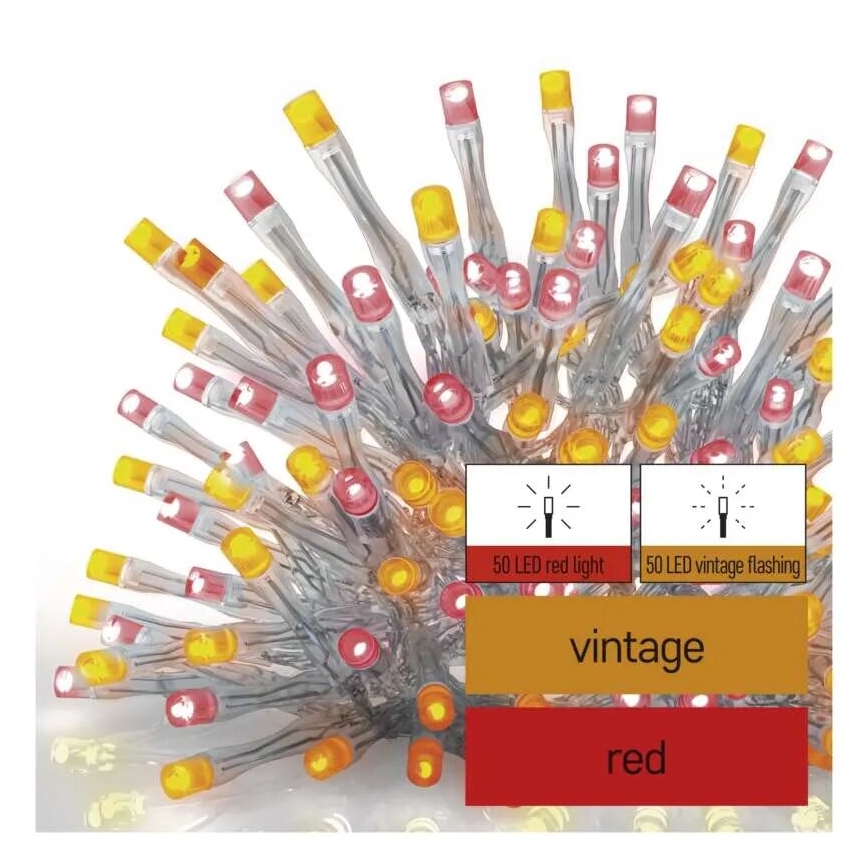 LED Vanjska božićna girlanda 100xLED/2,5x0,9m IP44 crvena/vintage