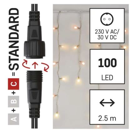LED Vanjska božićna girlanda 100xLED/2,5x0,9m IP44 crvena/vintage