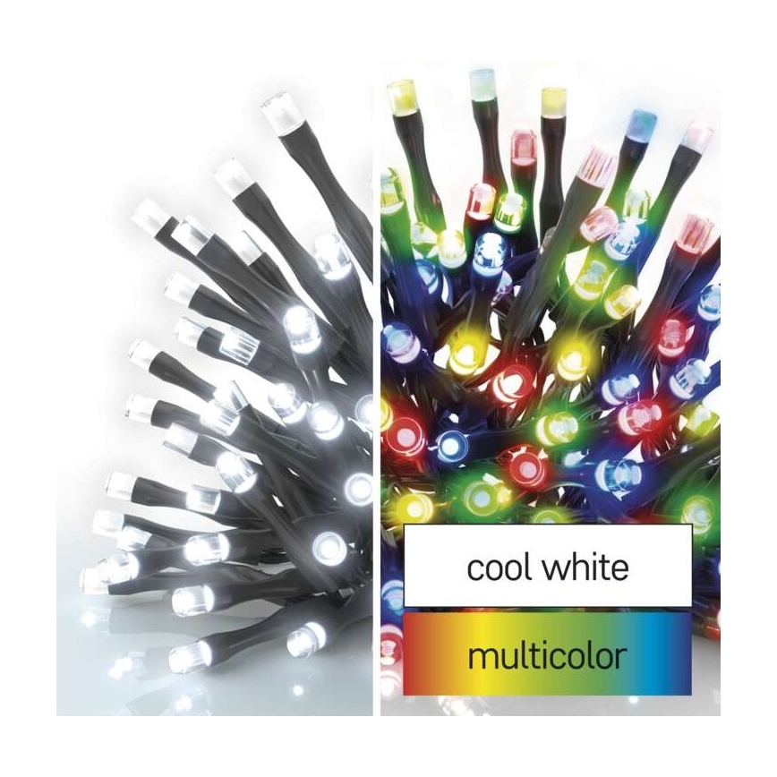 LED Vanjski Božićni lanac 100xLED/8 načina rada 15m IP44 hladna bijela/multicolor