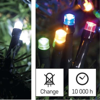 LED Vanjski Božićni lanac 100xLED/8 načina rada 15m IP44 hladna bijela/multicolor