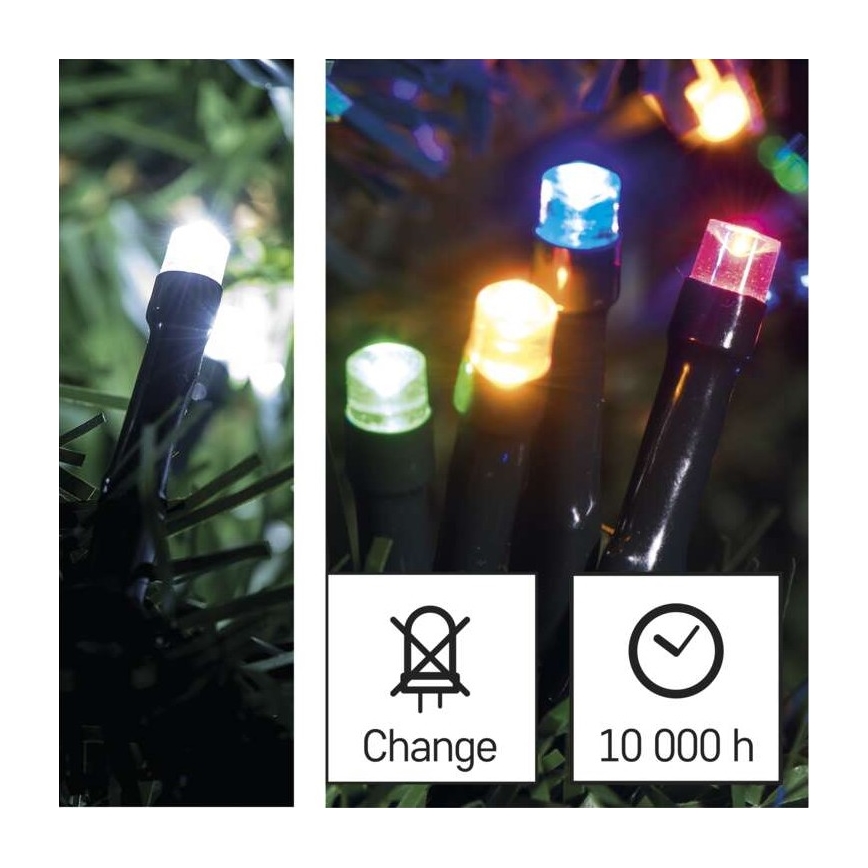 LED Vanjski Božićni lanac 100xLED/8 načina rada 15m IP44 hladna bijela/multicolor