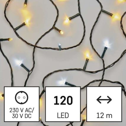 LED  Vanjski Božićni lanac 120xLED/2 funkcije 17m IP44 topla/hladna bijela