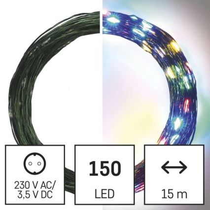 LED Vanjski Božićni lanac 150xLED/20m IP44 multicolor