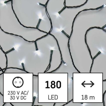 LED Vanjski Božićni lanac 180xLED/8 načina rada 23m IP44 hladna bijela