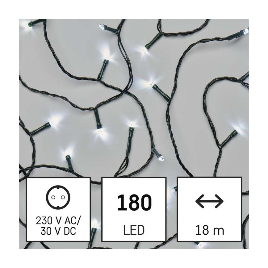 LED Vanjski Božićni lanac 180xLED/8 načina rada 23m IP44 hladna bijela
