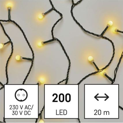 LED Vanjski Božićni lanac 200xLED/25m IP44 topla bijela