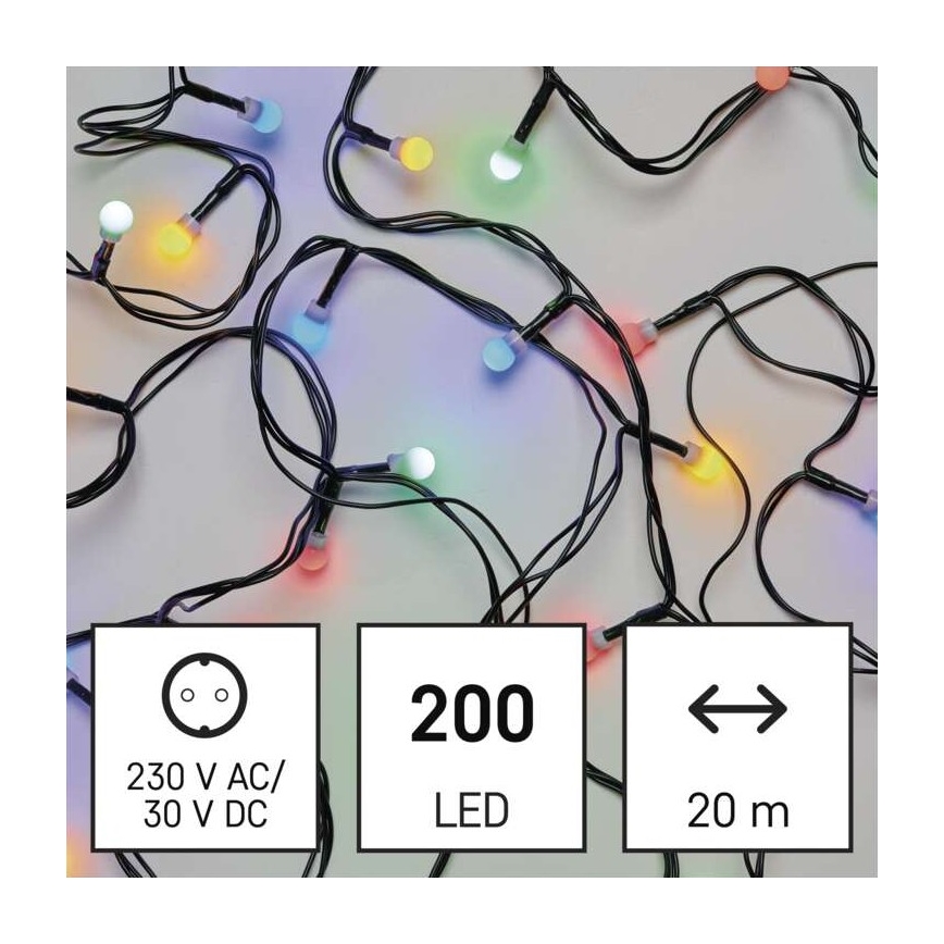 LED Vanjski Božićni lanac 200xLED/8 načina rada 25m IP44 multicolor