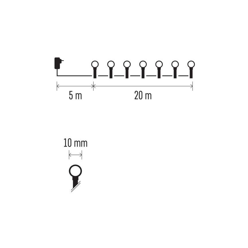 LED Vanjski Božićni lanac 200xLED/8 načina rada 25m IP44 multicolor