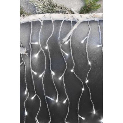 LED Vanjski Božićni lanac 300xLED/8 načina rada 10m IP44 hladna bijela + daljinski upravljač