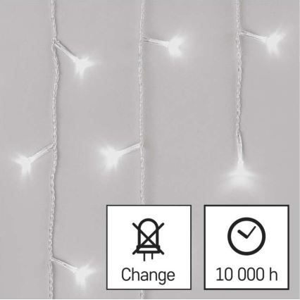 LED Vanjski Božićni lanac 300xLED/8 načina rada 10m IP44 hladna bijela + daljinski upravljač