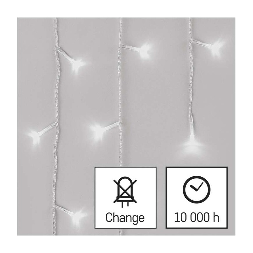 LED Vanjski Božićni lanac 300xLED/8 načina rada 10m IP44 hladna bijela + daljinski upravljač