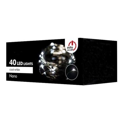 LED Vanjski božićni lanac 40xLED 9m IP44 hladna bijela