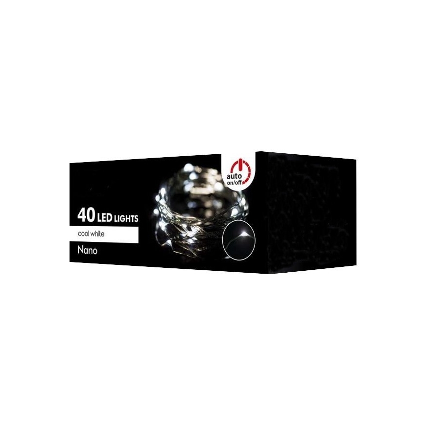 LED Vanjski božićni lanac 40xLED 9m IP44 hladna bijela
