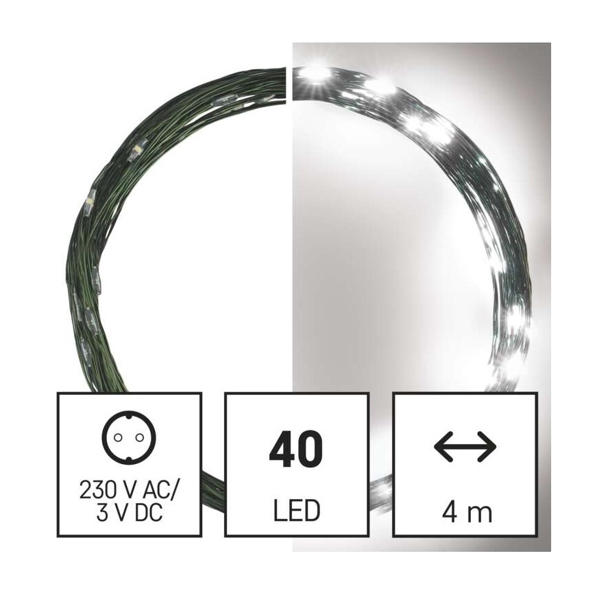 LED Vanjski Božićni lanac 40xLED/9m IP44 hladna bijela