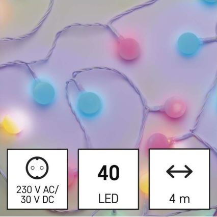 LED Vanjski Božićni lanac 40xLED/9m IP44 multicolor