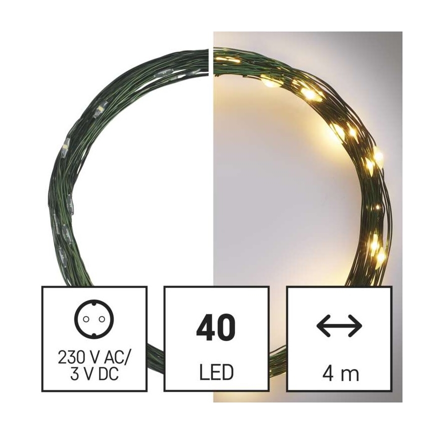 LED Vanjski Božićni lanac 40xLED/9m IP44 topla bijela