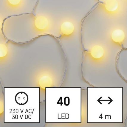 LED Vanjski Božićni lanac 40xLED/9m IP44 topla bijela