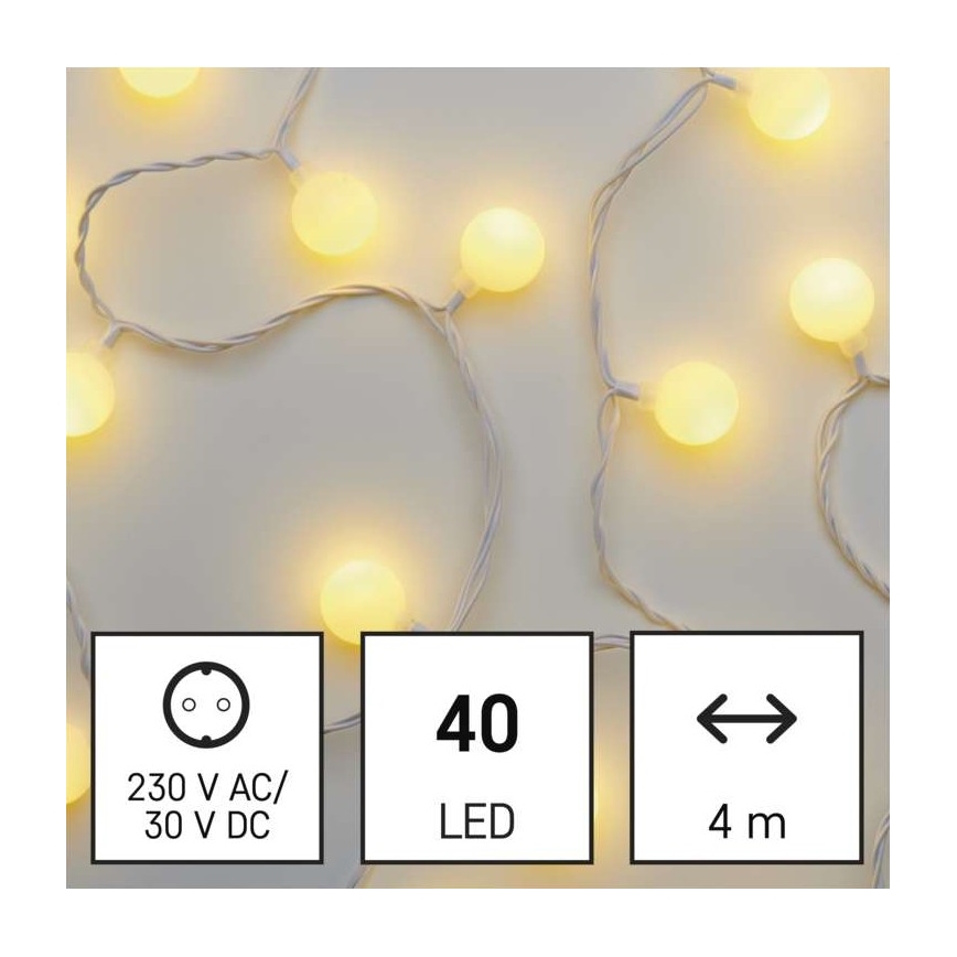 LED Vanjski Božićni lanac 40xLED/9m IP44 topla bijela
