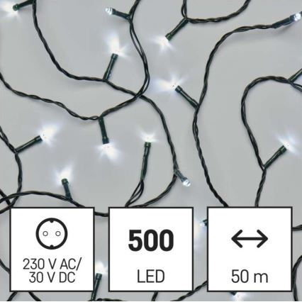 LED Vanjski Božićni lanac 500xLED/55m IP44 hladna bijela