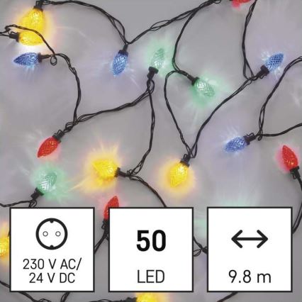 LED Vanjski Božićni lanac 50xLED/8 načina rada 14,8m IP44 multicolor