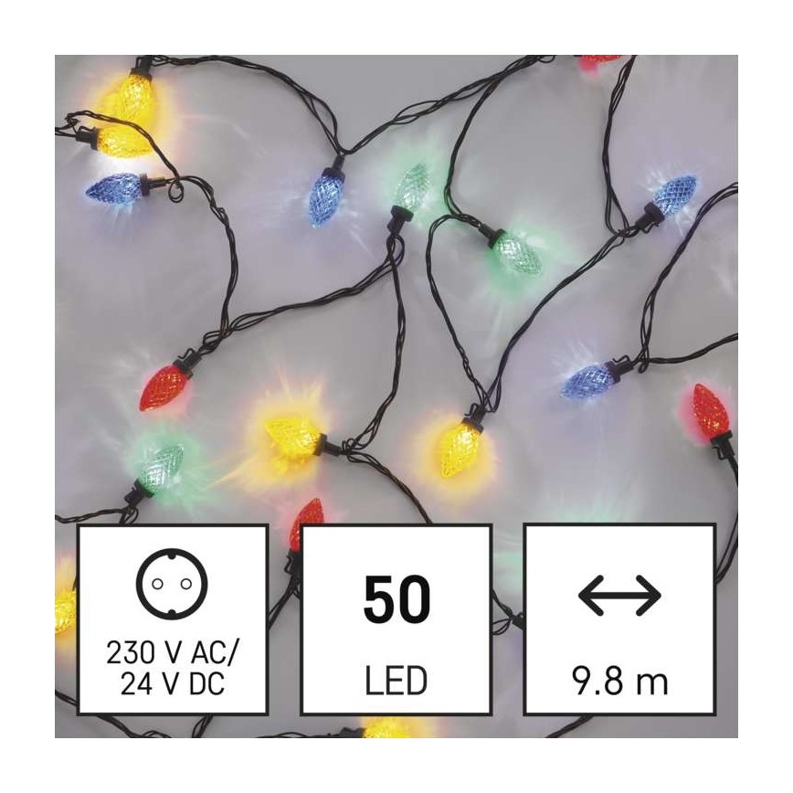 LED Vanjski Božićni lanac 50xLED/8 načina rada 14,8m IP44 multicolor