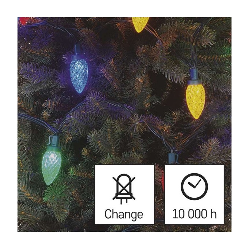 LED Vanjski Božićni lanac 50xLED/8 načina rada 14,8m IP44 multicolor
