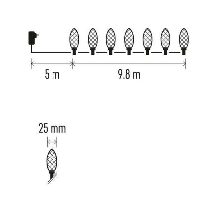 LED Vanjski Božićni lanac 50xLED/8 načina rada 14,8m IP44 multicolor