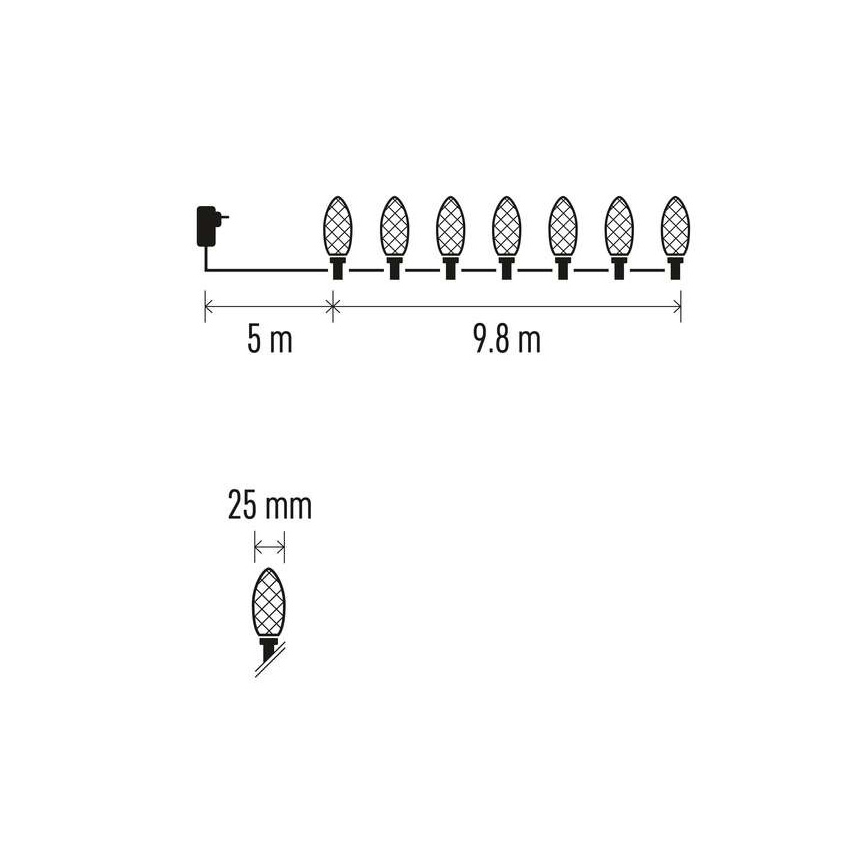 LED Vanjski Božićni lanac 50xLED/8 načina rada 14,8m IP44 multicolor