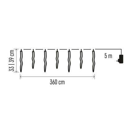 LED Vanjski Božićni lanac 60xLED/8,6m IP44