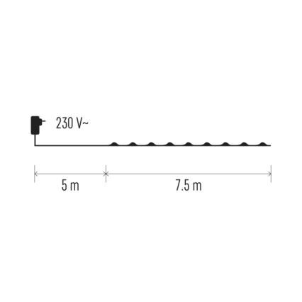 LED Vanjski Božićni lanac 75xLED 12,5m IP44 hladna bijela