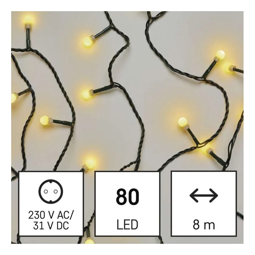 LED Vanjski Božićni lanac 80xLED/13m IP44 topla bijela