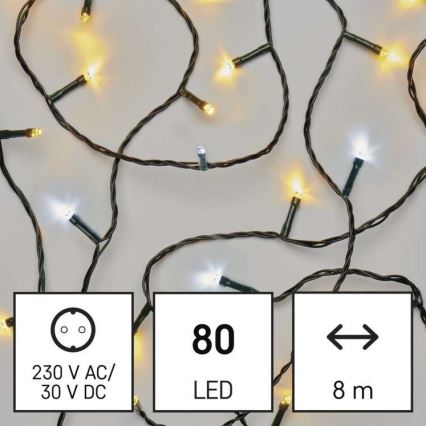 LED Vanjski Božićni lanac 80xLED/13m IP44 topla/hladna bijela