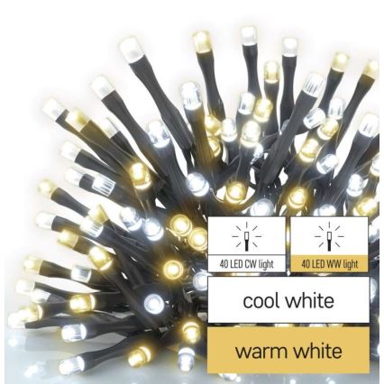 LED Vanjski Božićni lanac 80xLED/13m IP44 topla/hladna bijela